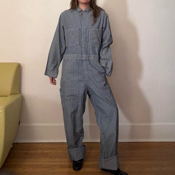 Vintage 40s / 50s Union Made Striped Coveralls - Picture 4 of 8